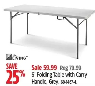 Canadian Tire 6' folding table with carry handle offer