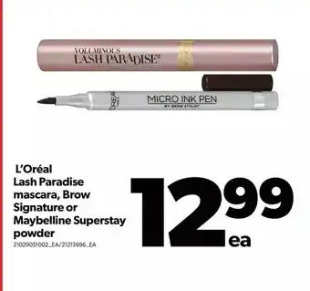 Real Canadian Superstore L’oréal lash paradise mascara, brow signature or maybelline superstay powder offer