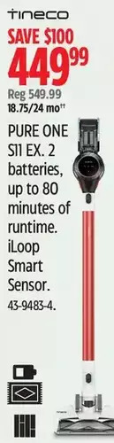 Canadian Tire Tineco pure one s11 ex stick vacuum offer