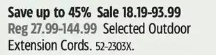 Canadian Tire Outdoor extension cords offer