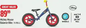 Canadian Tire Mickey mouse balance bike offer