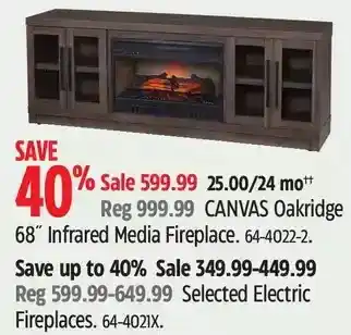 Canadian Tire Canvas oakridge 68" infrared media fireplace | electric fireplaces offer