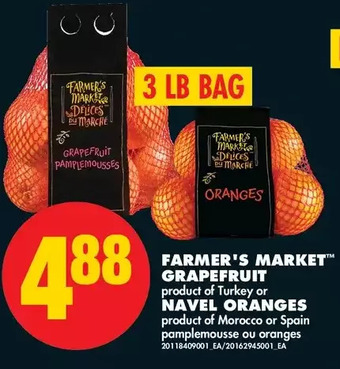 No Frills Farmer's market grapefruit or navel oranges offer