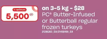 Loblaws Pc butter-infused or butterball regular frozen turkeys offer
