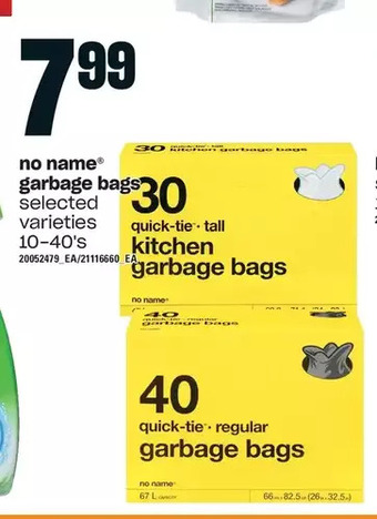 Loblaws No name garbage bags offer