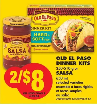 No Frills Old el paso dinner kits or salsa offer