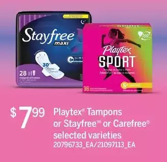 Loblaws Playtex tampons or stayfree or carefree offer