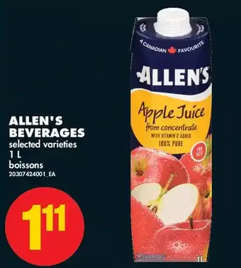 No Frills Allen's beverages offer