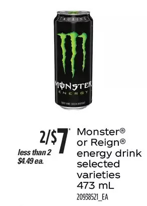 Loblaws Monster or reign energy drink offer