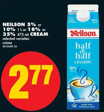 No Frills Neilson 5% or 10% or 18% or 35% cream offer