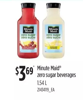Loblaws Minute maid zero sugar beverages offer