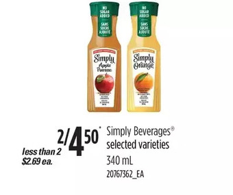 Loblaws Simply beverages offer