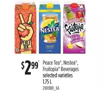 Loblaws Peace tea, nestea, fruitopia beverages offer