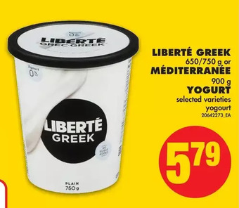 No Frills Liberté greek or méditerranée yogurt offer