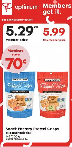 Loblaws Snack factory pretzel crisps offer