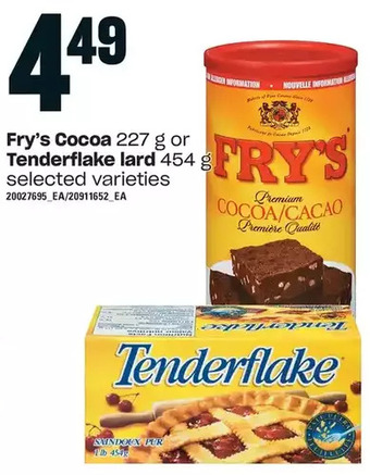 Loblaws Fry's cocoa or tenderflake lard offer