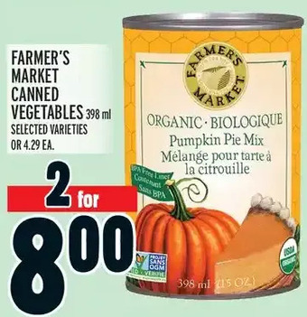 Metro Farmer's market canned vegetables offer