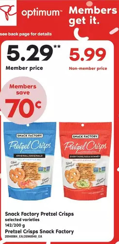 Independent Grocer Snack factory pretzel crisps offer