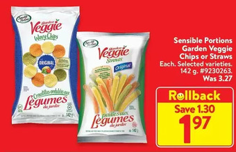 Walmart Sensible portions garden veggie chips or straws offer