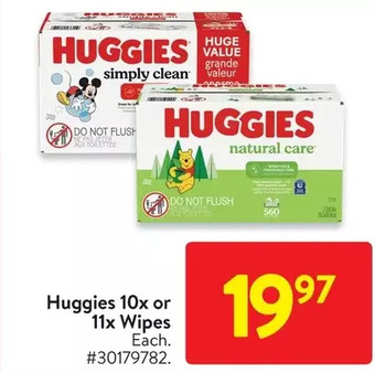 Walmart Huggies 10x or 11x wipes offer
