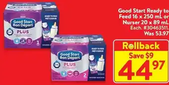 Walmart Good start ready to feed 16 x 250 ml or nurser 20 x 89 ml offer