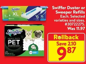 Walmart Swiffer duster or sweeper refills offer