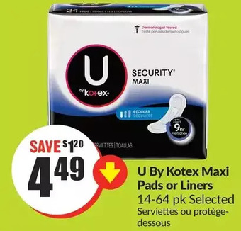 FreshCo U by kotex maxi pads or liners offer