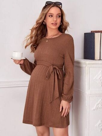 SheIn Shein maternity lantern sleeve belted dress offer