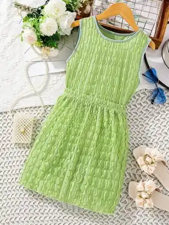 SheIn Girls contrast binding frill tank top & skirt offer
