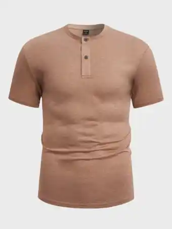 SheIn Shein men solid button front tee offer