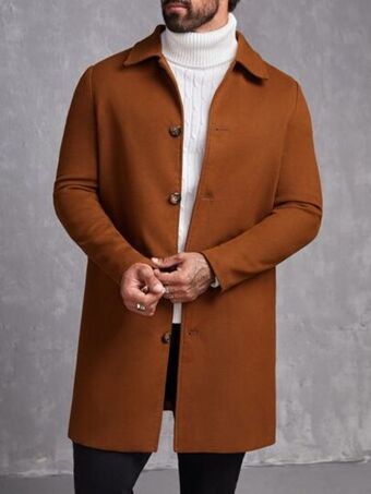 SheIn Shein men 1pc dual pocket button up overcoat offer