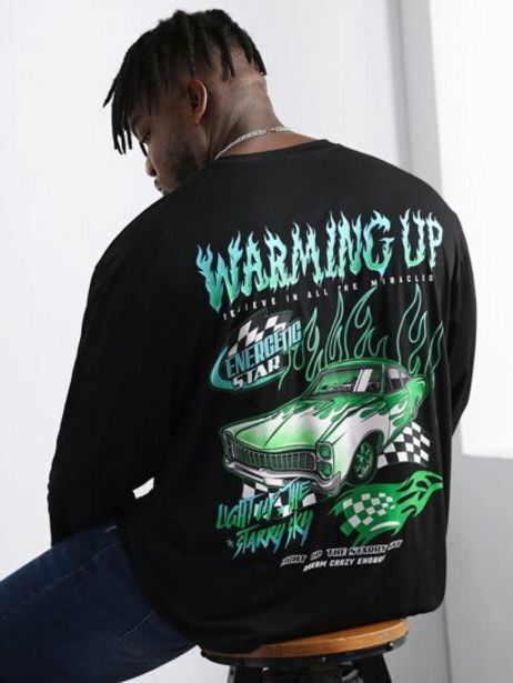 men car and letter graphic tee