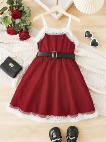 SheIn Girls contrast ruffle mesh trim cami party dress offer