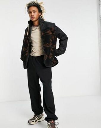 Asos Asos design oversized teddy bomber jacket in brown pattern print offer