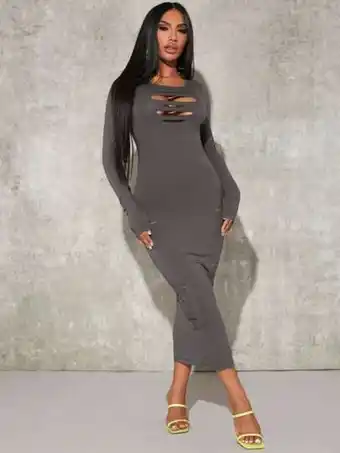 SheIn Shein sxy solid cut out bodycon dress offer