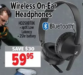 2001 Audio Video Sennheiser wireless on-ear headphones offer