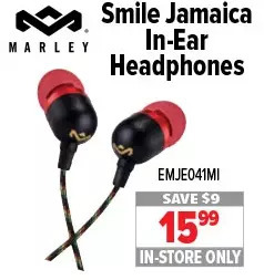 2001 Audio Video Marley smile jamaica in-ear headphones offer