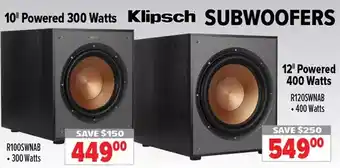 2001 Audio Video Klipsch subwooders offer