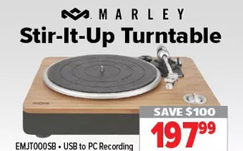 2001 Audio Video Marley stir-it-up turntable offer