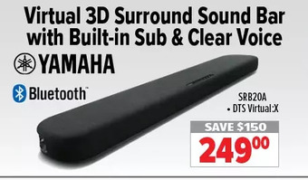 2001 Audio Video Yamaha virtual 3d surround sound bar with built-in sub & clear voice offer
