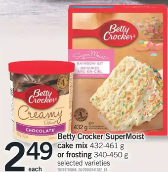Fortinos Betty crocker supermoist cake mix or frosting offer
