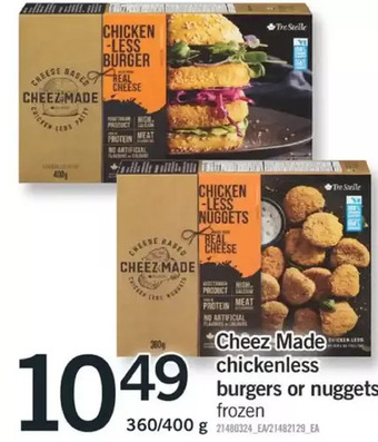 Fortinos Cheez made chickenless burgers or nuggets offer