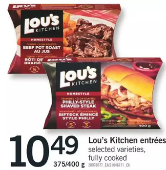 Fortinos Lou's kitchen entrées offer