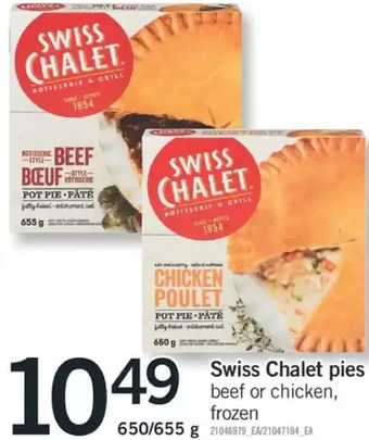 Fortinos Swiss chalet pies offer