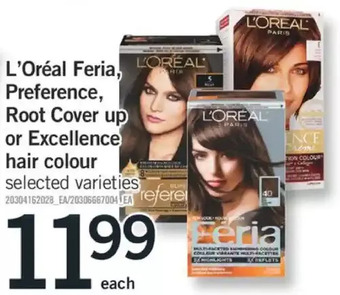 Fortinos L'oreal feria, preference, root cover up or excellence hair colour offer