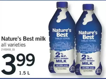 Fortinos Nature's best milk offer
