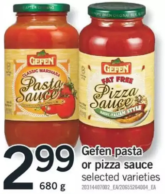 Fortinos Gefen pasta or pizza sauce offer