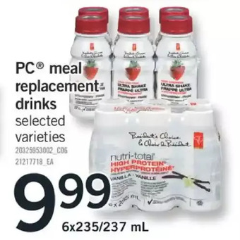 Fortinos Pc meal replacement drinks offer