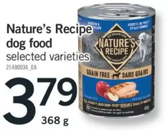 Fortinos Nature's recipe dog food offer