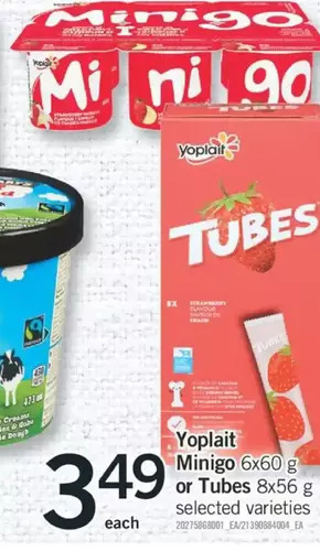 Fortinos Yoplait minigo or tubes offer